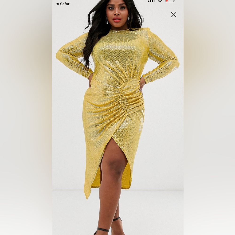 Yellow sparkly cocktail dress